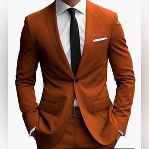 Vangyue Men's Rust color Blazer Suit size XL